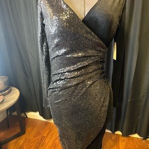 Black Sequence and Velvet Dress